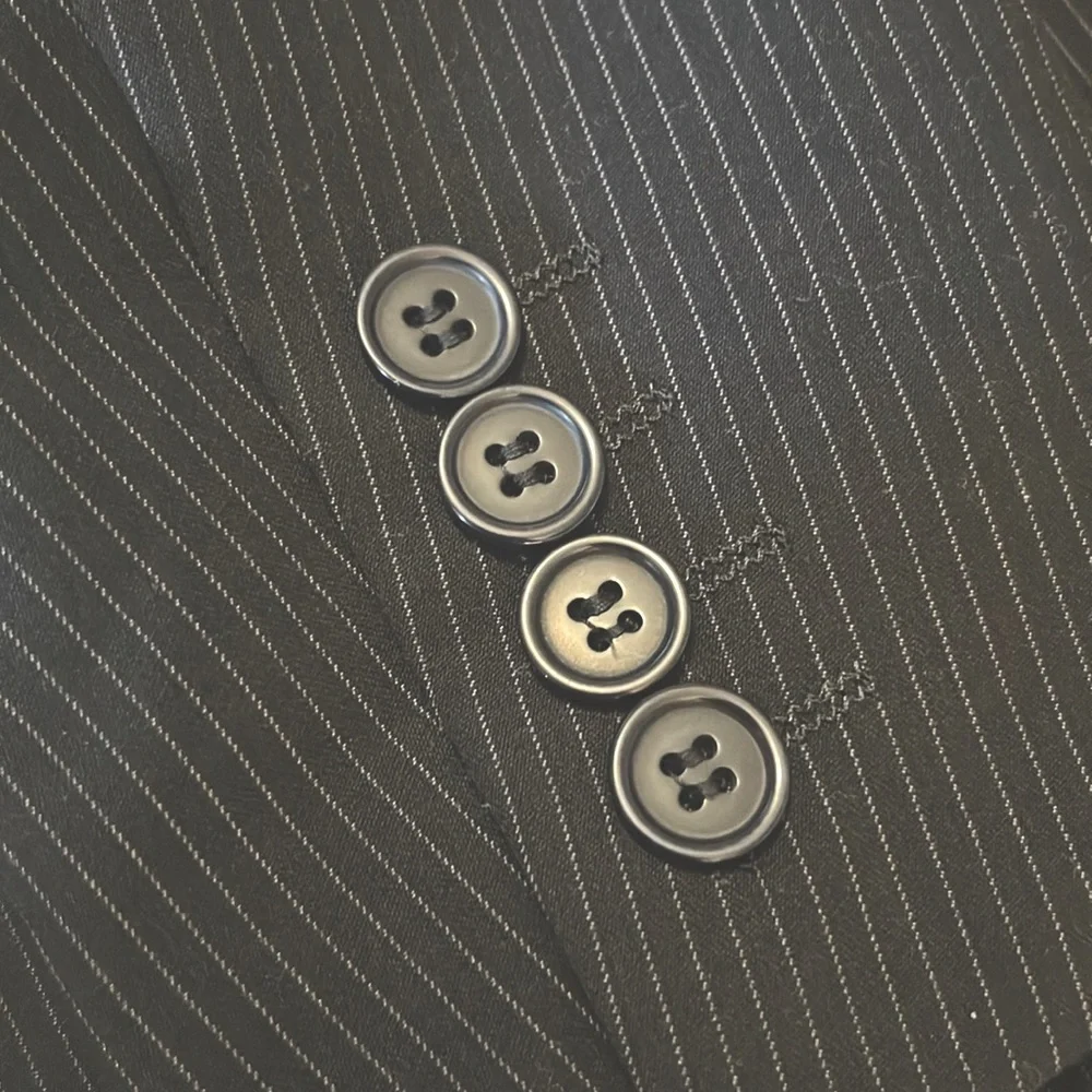 H&M Mens Dark Navy Blue Pinstriped Blazer Suit Jacket Sz 36R